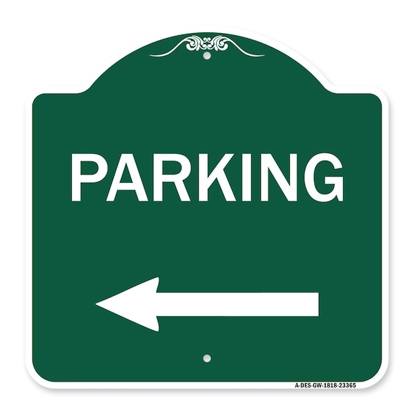 Signmission Designer Series Parking Left Arrow, Green & White Aluminum Sign, 18" x 18", GW-1818-23365 A-DES-GW-1818-23365 - main